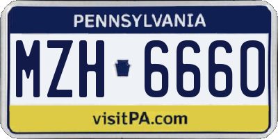 PA license plate MZH6660