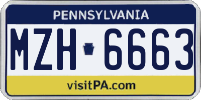 PA license plate MZH6663