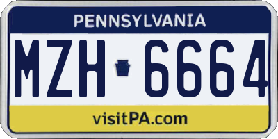 PA license plate MZH6664