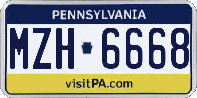 PA license plate MZH6668