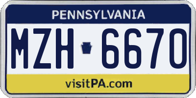 PA license plate MZH6670