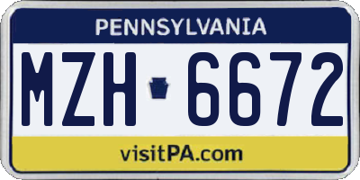 PA license plate MZH6672