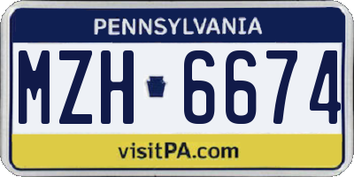 PA license plate MZH6674
