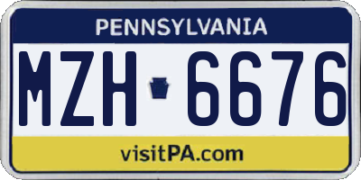 PA license plate MZH6676