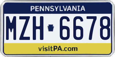 PA license plate MZH6678