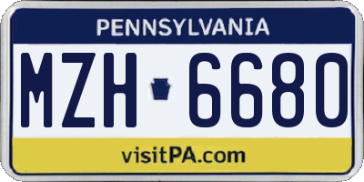 PA license plate MZH6680