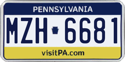PA license plate MZH6681