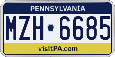 PA license plate MZH6685
