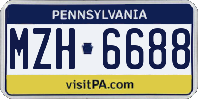 PA license plate MZH6688