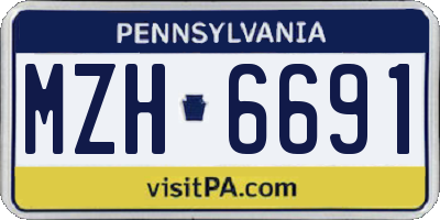 PA license plate MZH6691