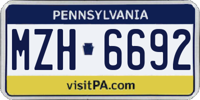 PA license plate MZH6692