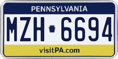 PA license plate MZH6694