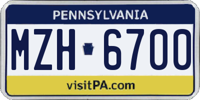 PA license plate MZH6700