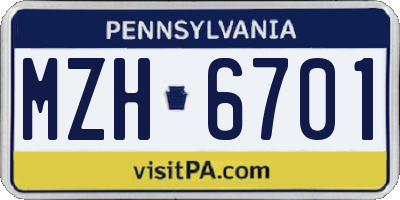 PA license plate MZH6701