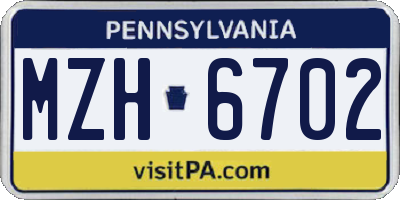 PA license plate MZH6702