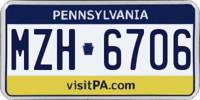 PA license plate MZH6706