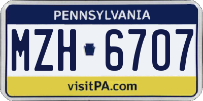 PA license plate MZH6707