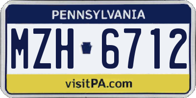 PA license plate MZH6712