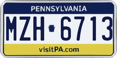 PA license plate MZH6713