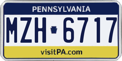PA license plate MZH6717