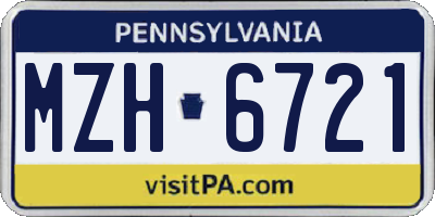 PA license plate MZH6721