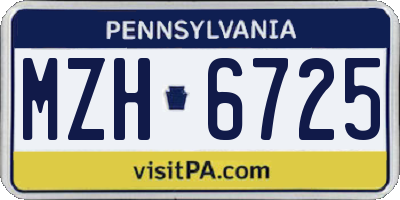 PA license plate MZH6725