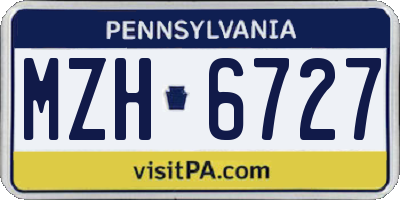 PA license plate MZH6727
