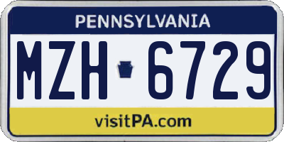 PA license plate MZH6729