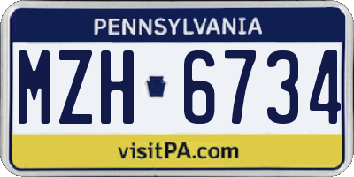 PA license plate MZH6734