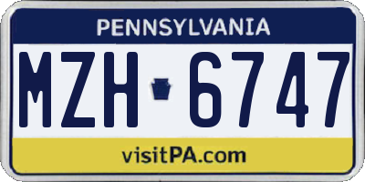 PA license plate MZH6747