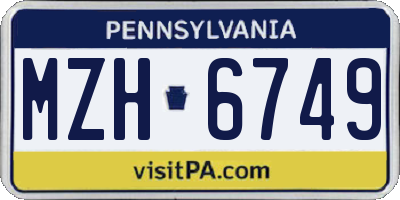 PA license plate MZH6749
