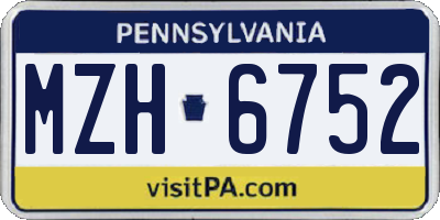 PA license plate MZH6752