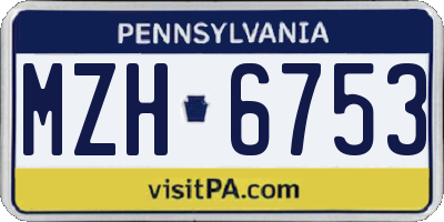 PA license plate MZH6753