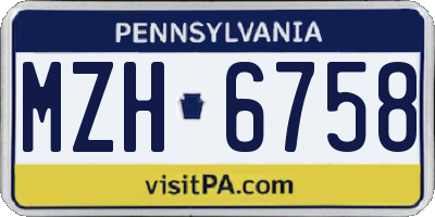PA license plate MZH6758