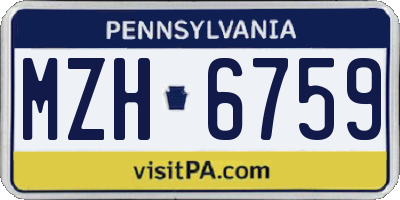 PA license plate MZH6759
