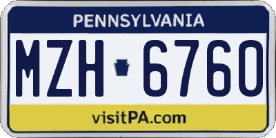 PA license plate MZH6760