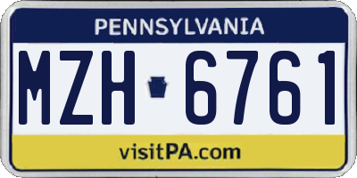 PA license plate MZH6761