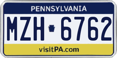 PA license plate MZH6762