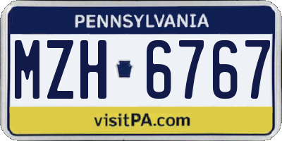 PA license plate MZH6767