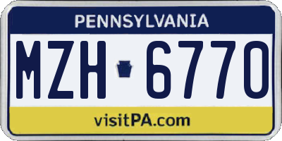 PA license plate MZH6770