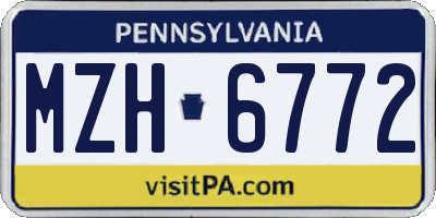 PA license plate MZH6772