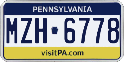 PA license plate MZH6778