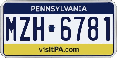 PA license plate MZH6781