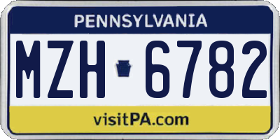 PA license plate MZH6782