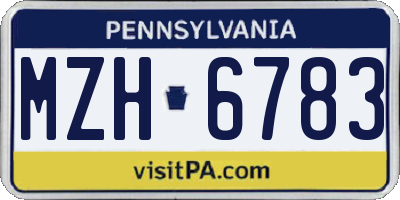 PA license plate MZH6783