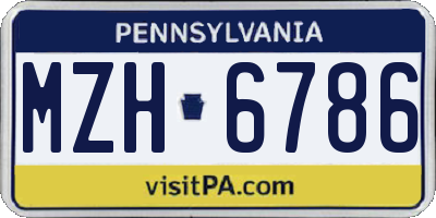 PA license plate MZH6786