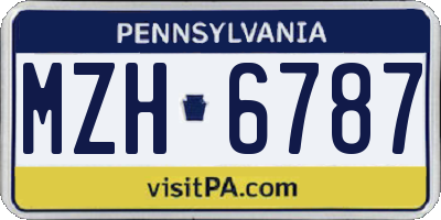 PA license plate MZH6787