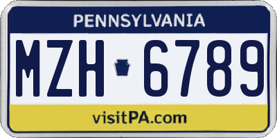 PA license plate MZH6789