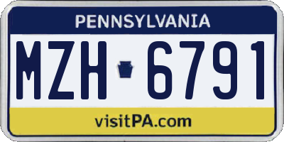 PA license plate MZH6791