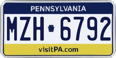 PA license plate MZH6792
